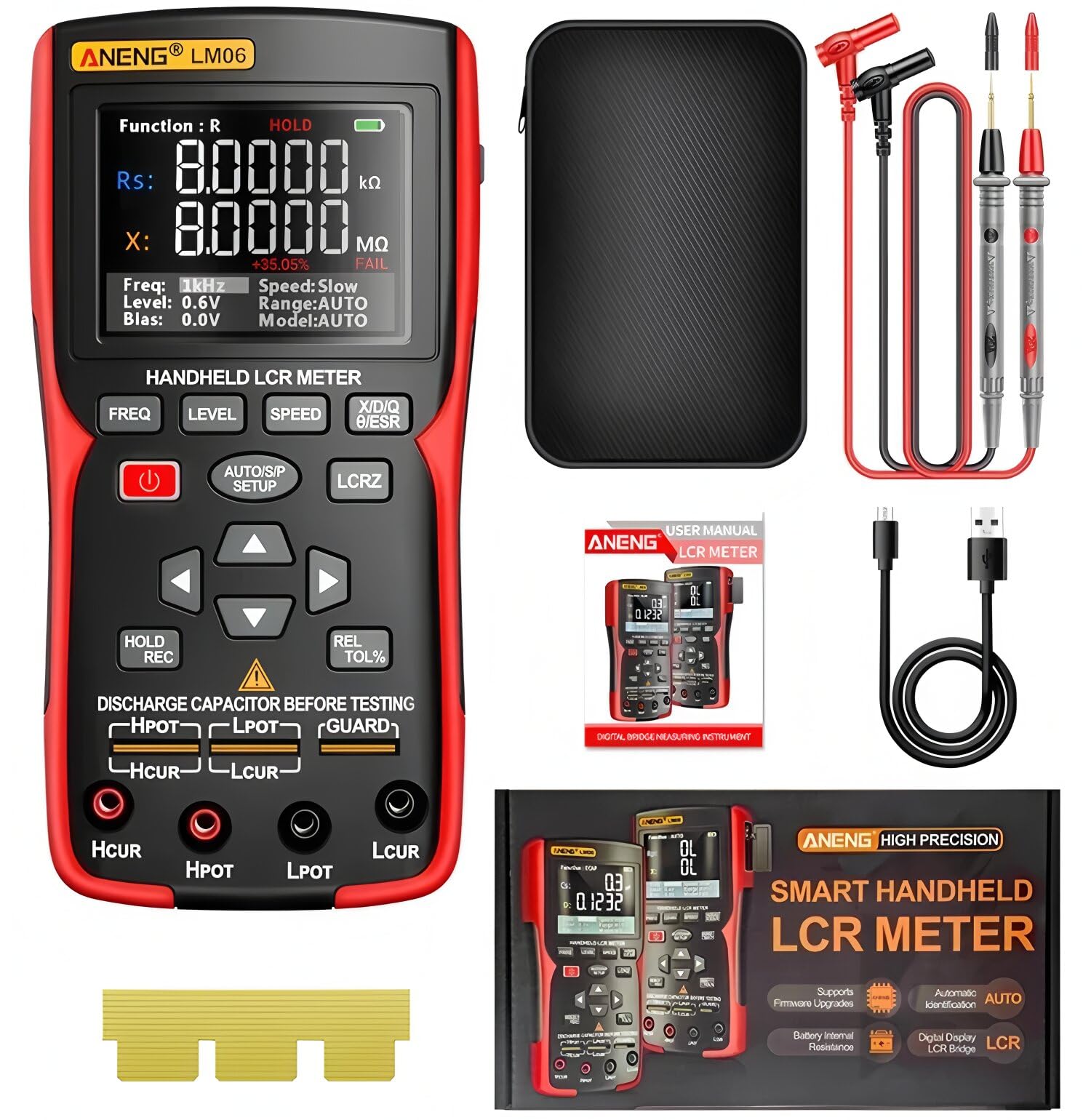 Medidor Puente LCR LM06 Medidor ESR Electrónico Multímetro Capacitor Reparación Taller Prueba Inductancia Resistencia DIY 100Hz 100kHz Herramientas de Medición (LM06)