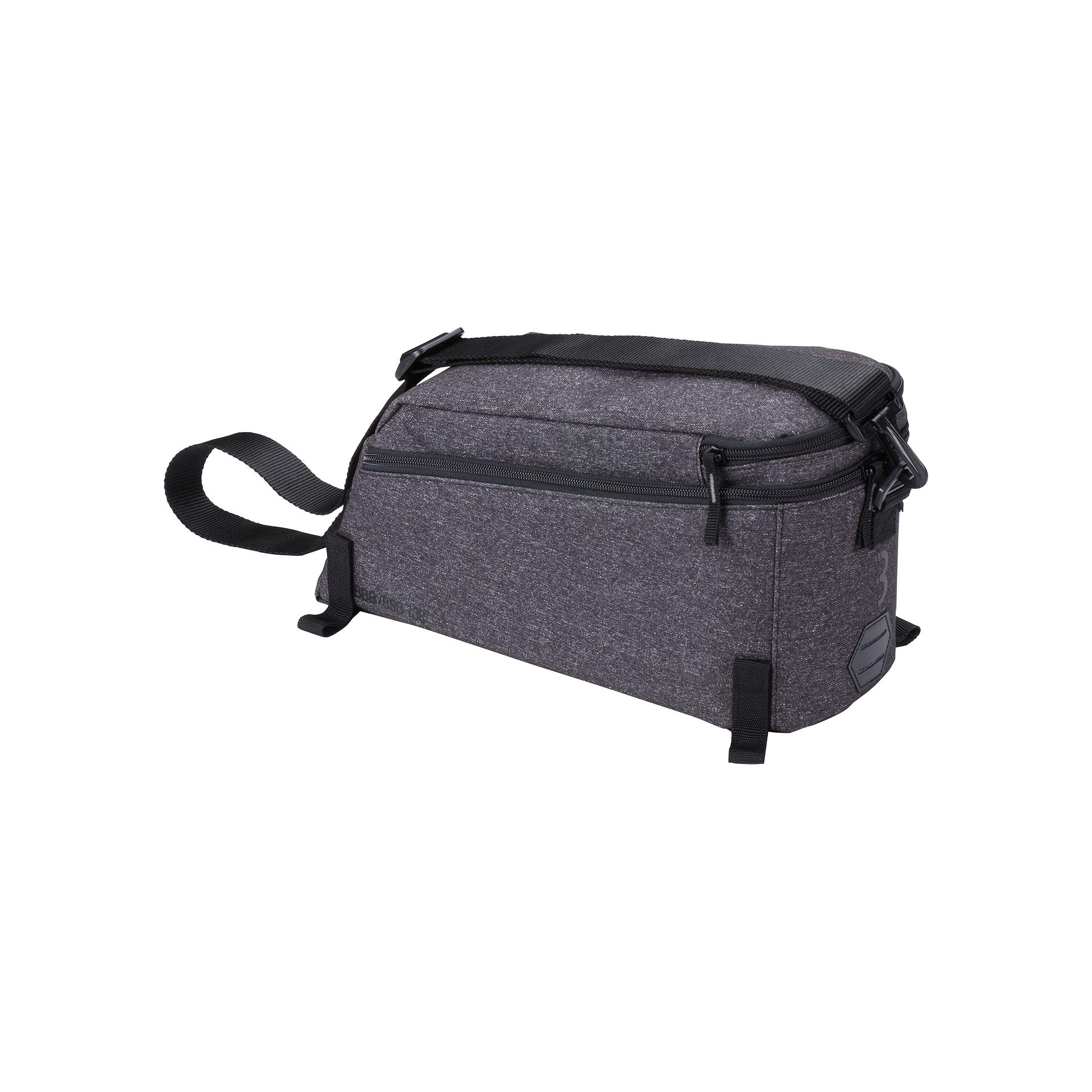 BBB Cycling Bicycle CarrierPack BSB-138 Bike Bag for Rear Frame 6L with Shoulder Strap Multifunctional Adjustable Rack Storage Pack, Grey Melange