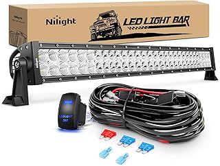 Nilight LED Light Bar 32Inch 180W Spot Flood Combo Led Off Road Lights 12V 5Pin Rocker Switch LED Light Bar Wiring Harness Kit, 2 Years Warranty (ZH079), Clear,White
