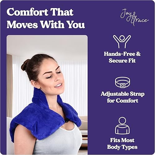 Miniatura 3 de Joy & Grace - Almohadilla térmica para microondas para cuello, hombros y espalda  Envoltura pesada de cuello y hombros de 5 libras  Paquete de
