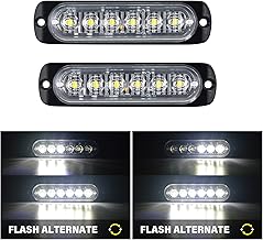 RIGIDON 2 Pièces 4.3 pouces 6 led barre lumineuse stroboscopique, 12v 24v clignotant gyrophare police feux de remorque, pour voiture camion off road ATV 4x4 vehicule, feu antibrouillard blanc