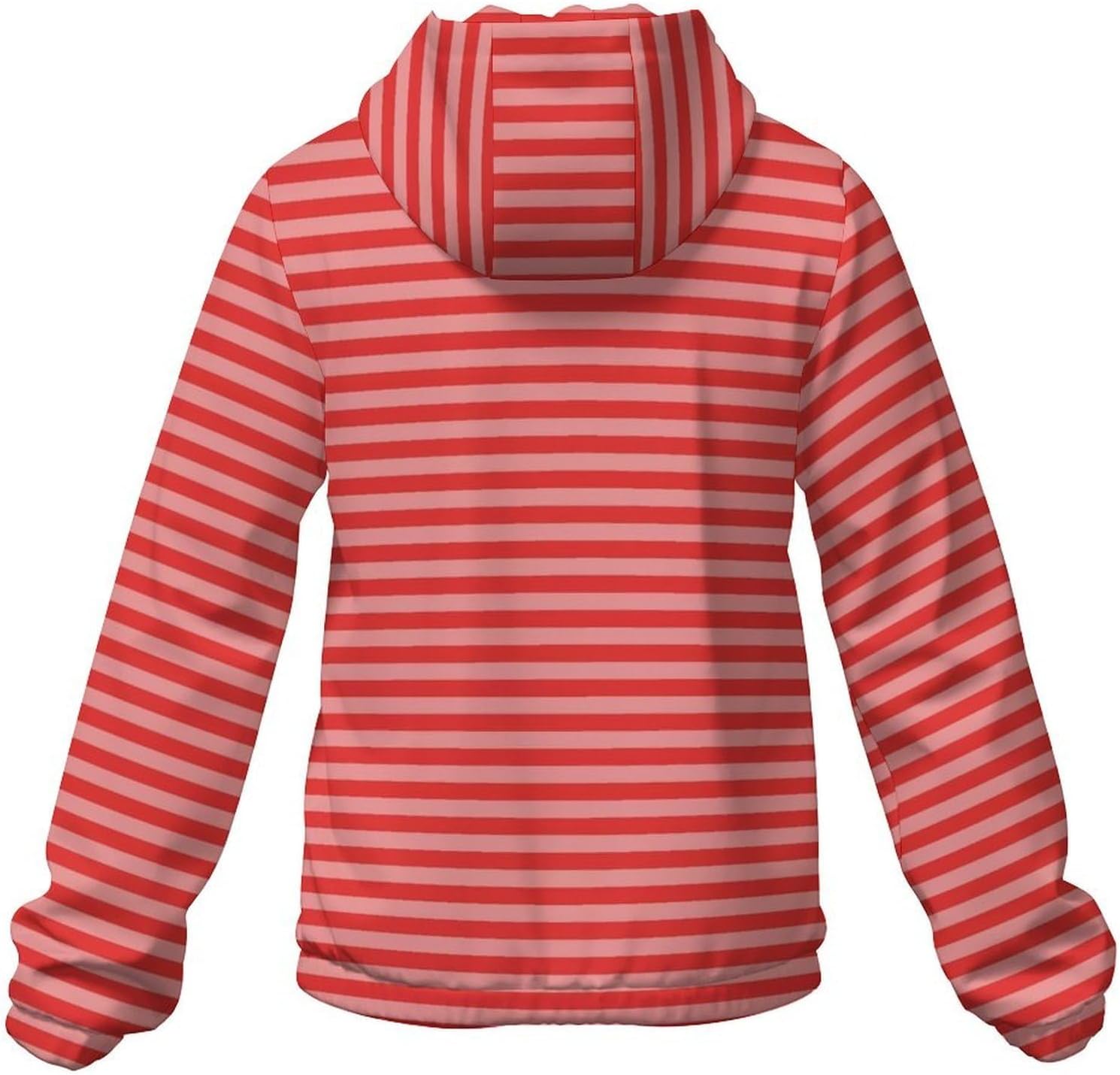 Red And Black Wavy Stripes Men's Windbreaker Jacket Lightweight Hooded Windbreaker Coat with Pockets