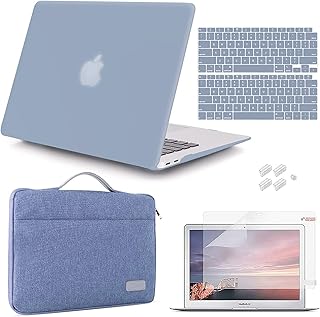 iCasso Compatible MacBook Air 13 inch Case 2020 2019 2018 Release A2337 M1 A2179 A1932 Bundle, Plastic Hard Case Shell, Sleeve Bag, Screen Protector, Keyboard Cover and Dust Plug (A2337/A2179/A1932, Lavender Grey)