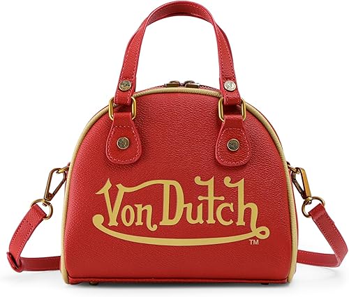 Von Dutch Bolso de bolos de dos tonos para mujer - Elegante bolso de mano para mujer con correa ajustable, interior espacioso y logotipo icónico