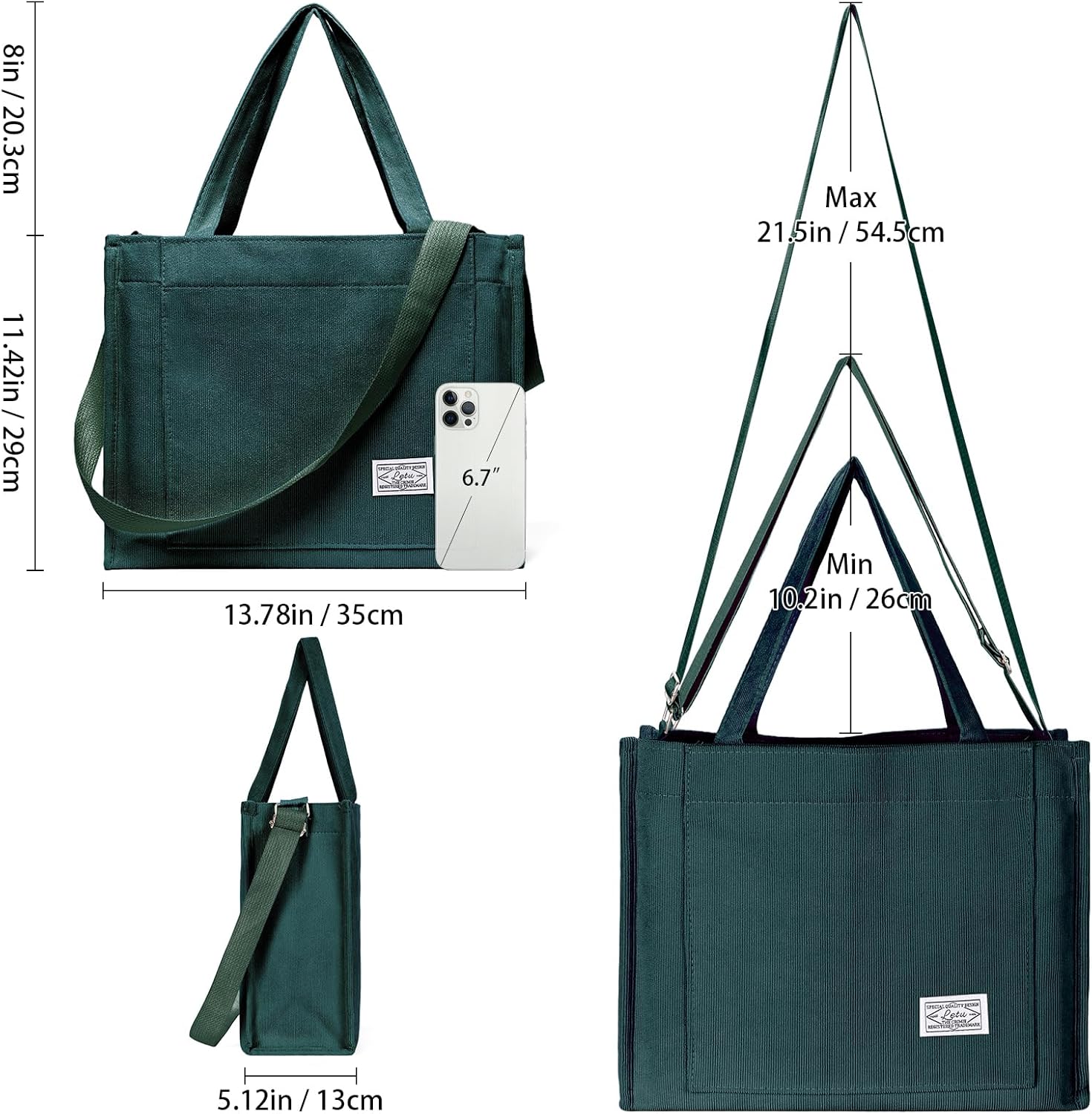 GAEKEAO Corduroy Tote Bag for Women Hobo Crossbody Bag Purse Shoulder Handbags Satchel Bag - Image 7