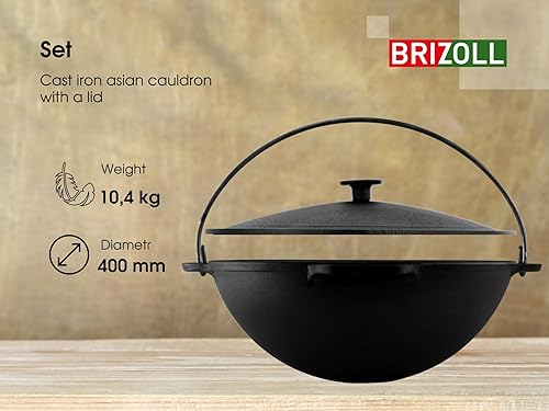 Miniatura 4 de Olla de horno holandés con tapa, caldero asiático de hierro fundido (Kazán) con tapa de hierro fundido, wok kazan, olla de cocina, utensilios de