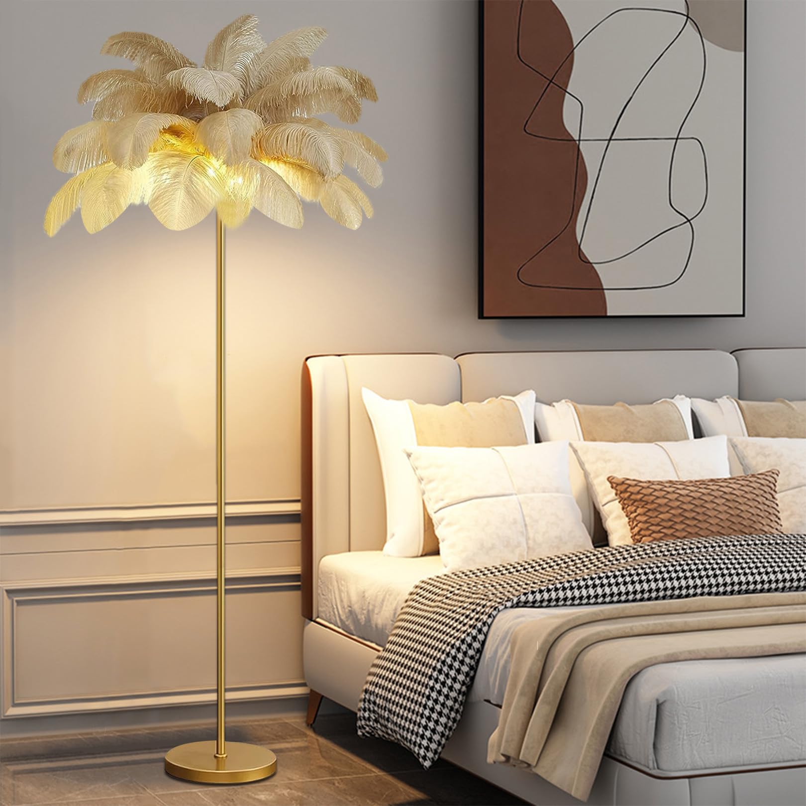 Lámpara de pie de plumas romántica para transformar tu dormitorio en un oasis 8