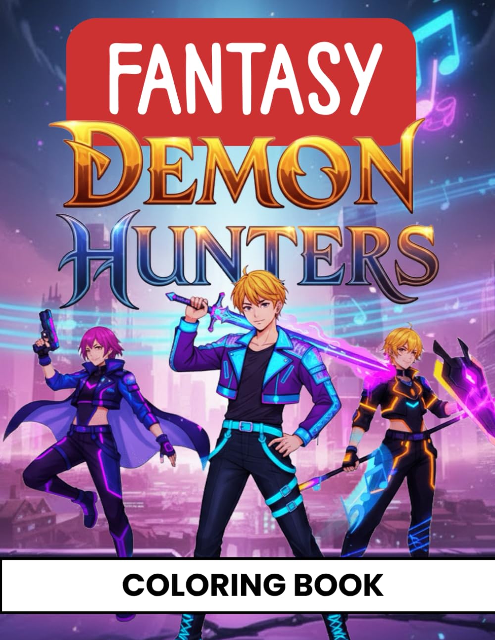 Fantasy Demon Hunters Coloring Book: K-Pop Style Anime Idol Warriors for Coloring