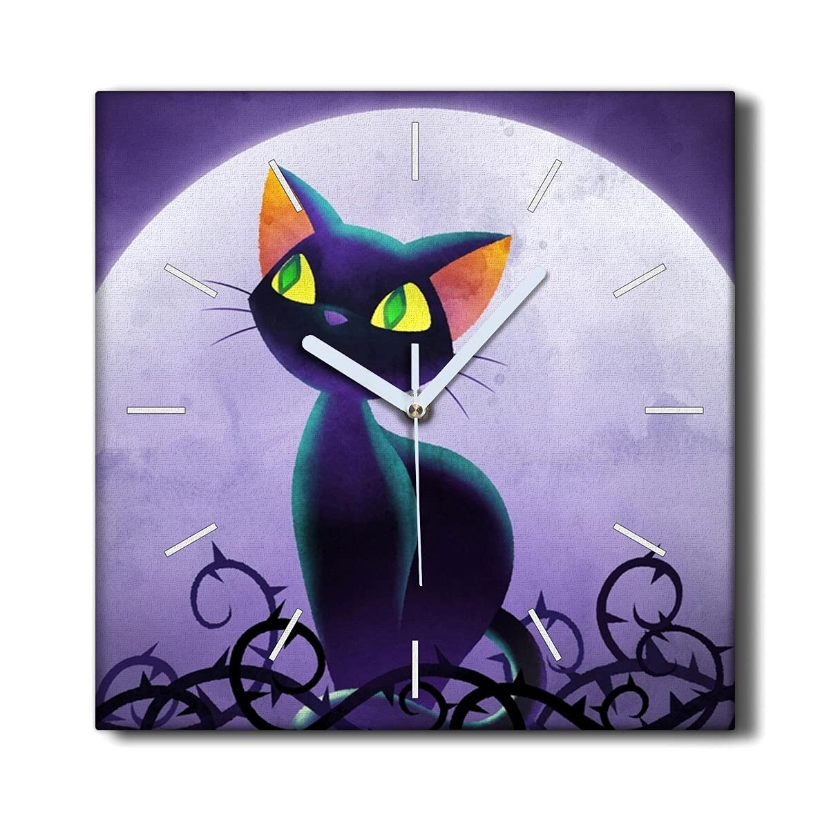 Horloge murale sans tic-tac 30x30cm idéale pour le salon lune de chat