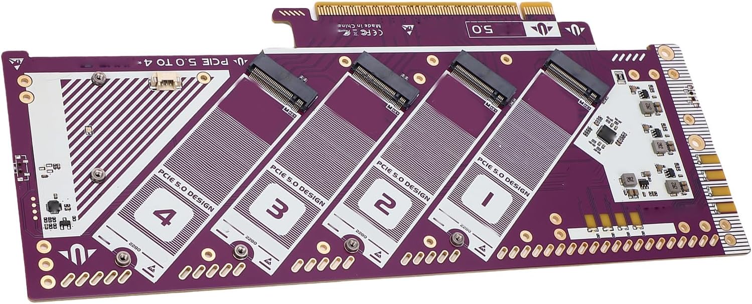 PCIe 5.0 X16 to NVMe Expansion Card, 512Gbps High Speed M.2 SSD Adapter, Gold Plated PCB Adapter, Ideal for Computer & OS X