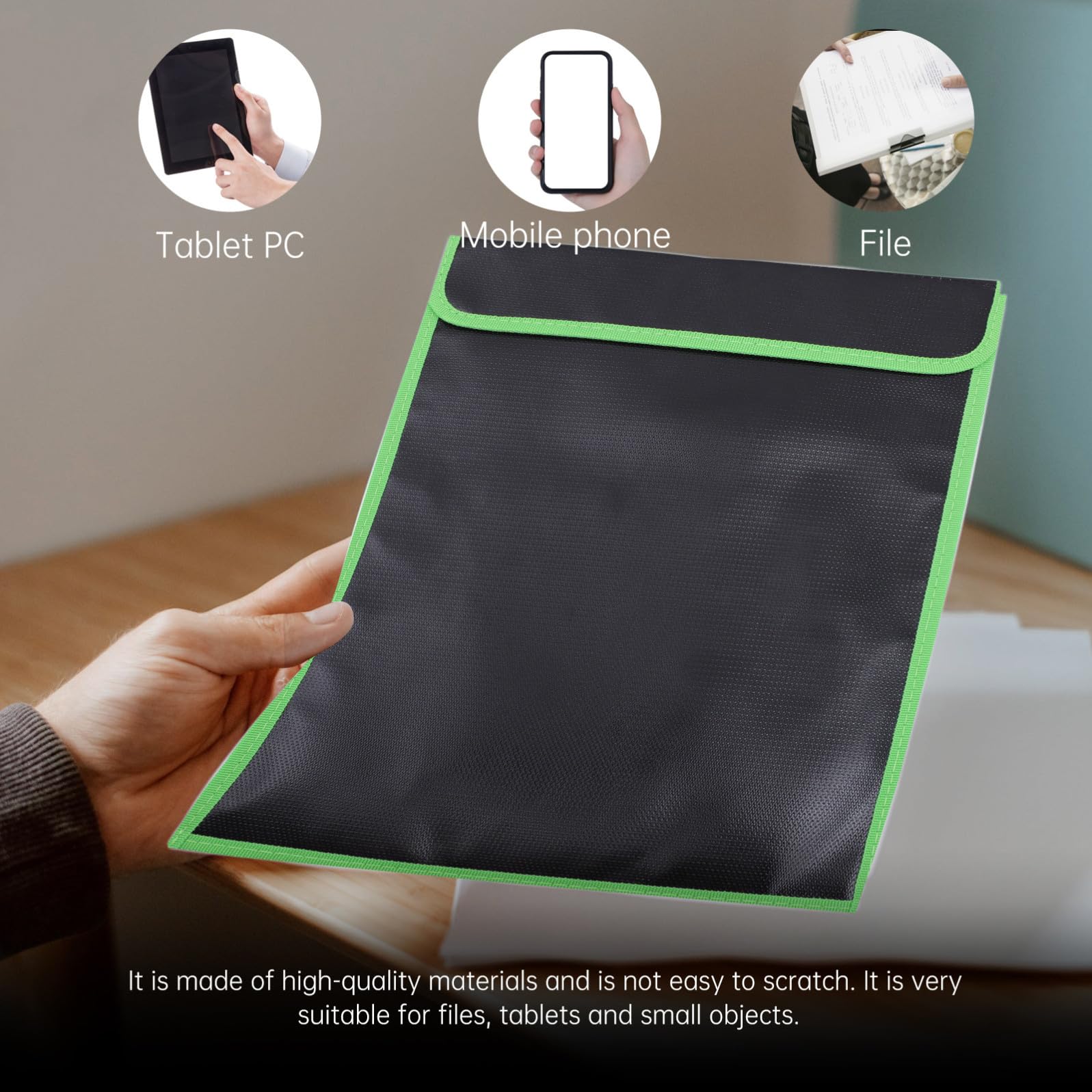 Abaodam Borsa Porta Ignifuga in Fibra di Vetro Rivestimento in Silicone per Ufficio e Casa, Protezione Contro
