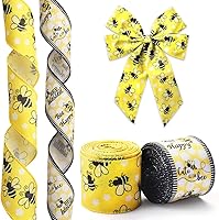 Vista 9 de Hying 2 rollos de cintas de flores de primavera para envolver lazos de corona, regalos, cinta de mariposa floral de arpillera para envolver regalos