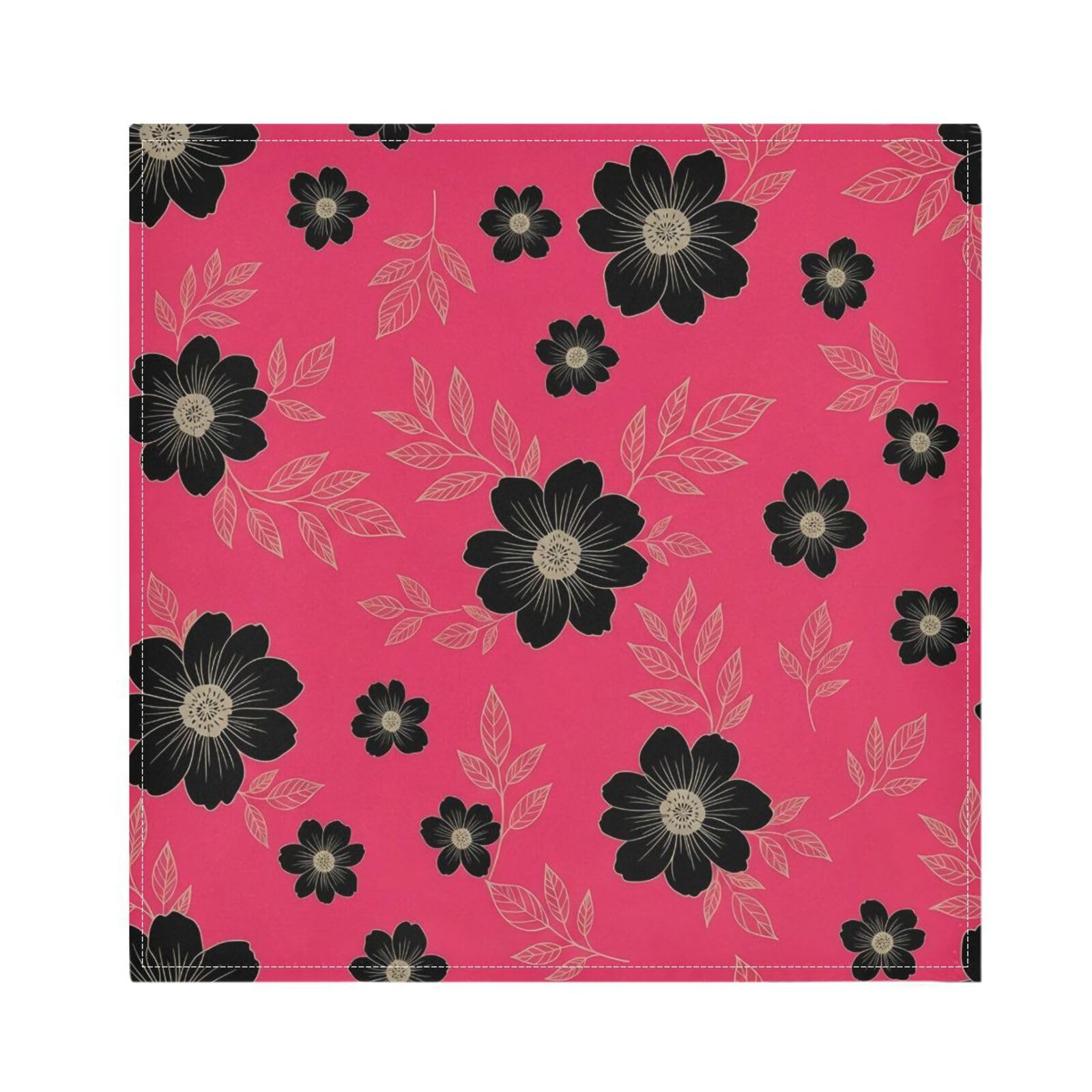 Ttgoth Daisy Cloth Napkin Set of 4 Washable & Reusable Dinner Napkins for Dining Table, Banquets, Wedding, Party, 50x50 cm