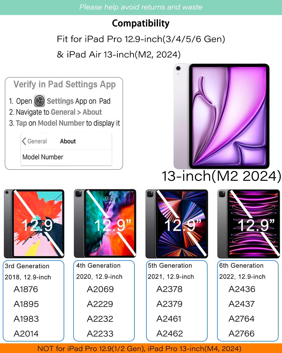 ZENLU iPad Air 13" 2024 2025 Case with Detachable Keyboard, Rugged Case with Trackpad, Pencil Holder, 7-Color Backlights, Vertical Kickstand for iPad Pro 12.9 inch 3/4/5/6th Air 13" (Black)