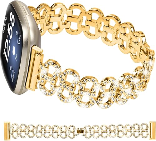 Vista 3 de Miimall Compatible con Fitbit Versa 4 Bling Band