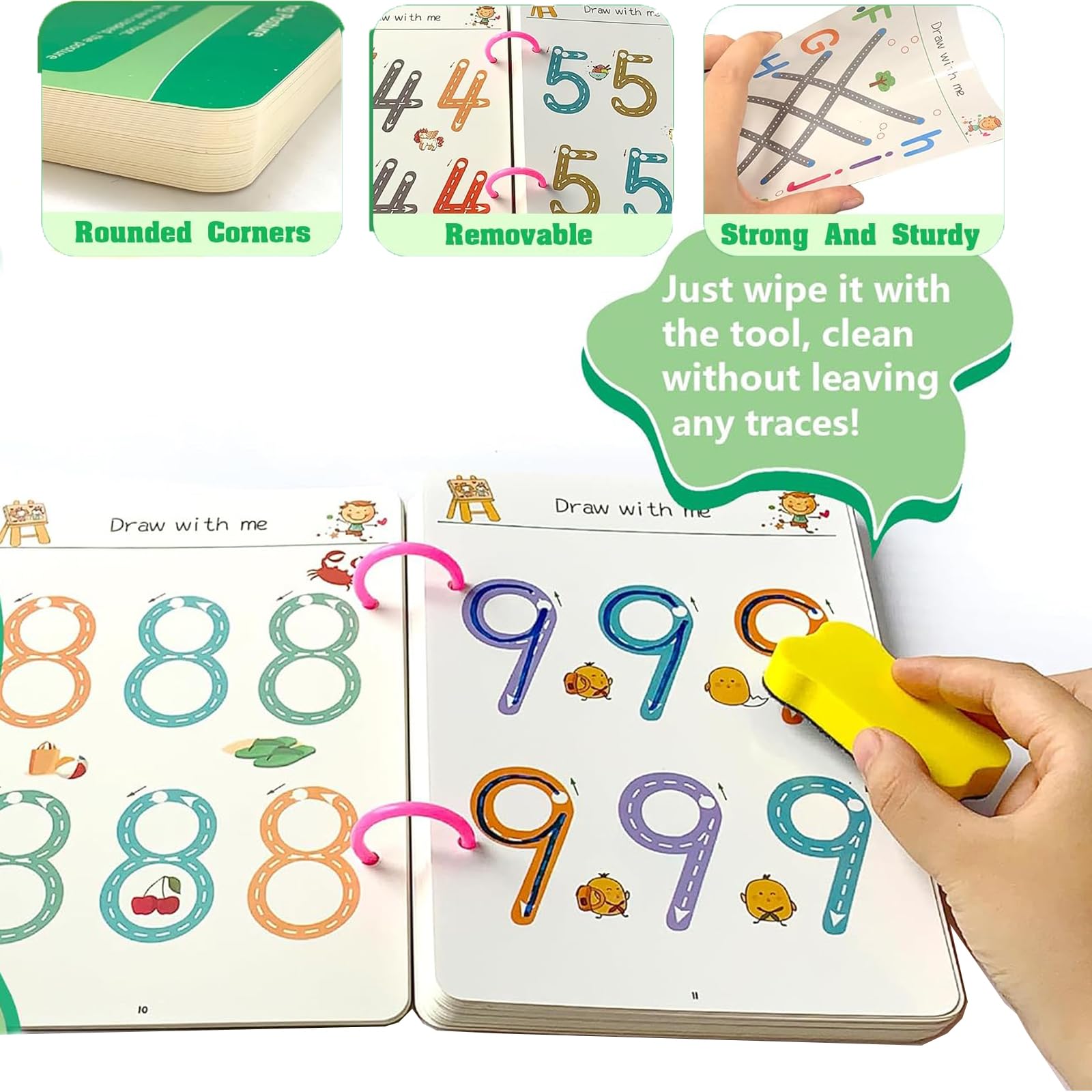 4PCS Scribble Smart Workbook,Reusable Preschool Workbook,Pencil Control Handwriting Practice Enhance Early Childhood Education with Hands-On Learning Activities - Image 8