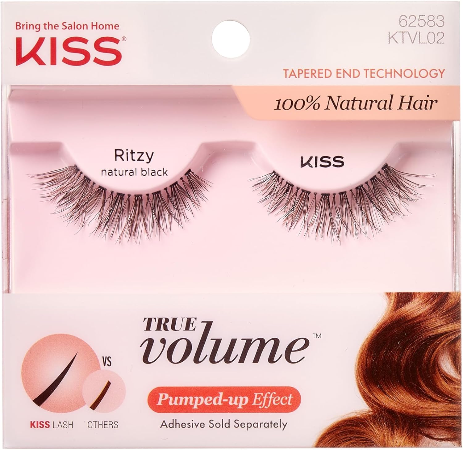KISS True Volume False Eyelashes, Ritzy', 14 mm, 100 Natural Hair