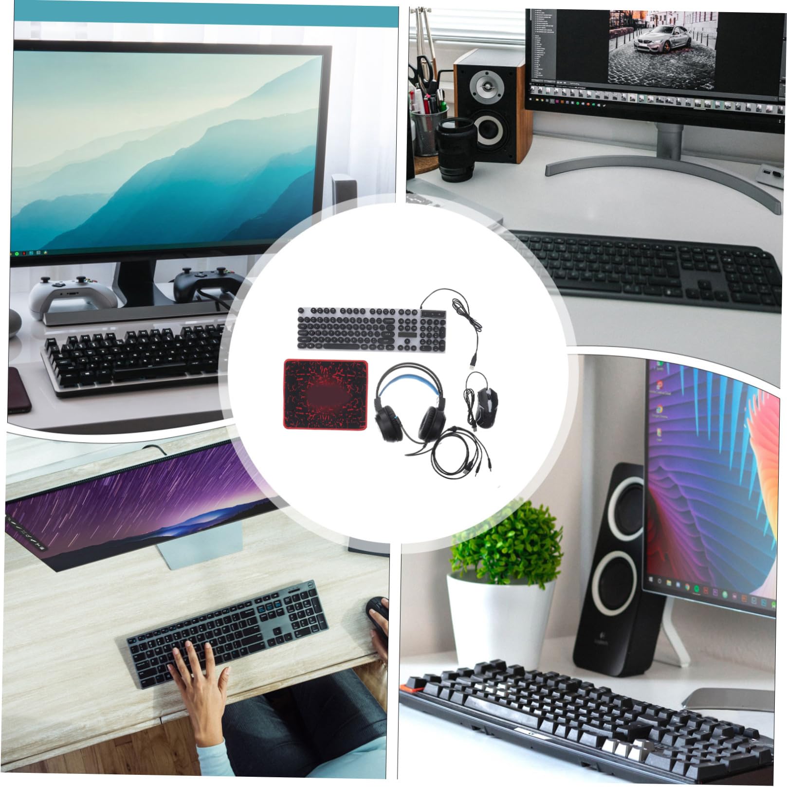 VILLCASE Combo De Teclado Ratón y Auriculares para Iluminación RGB Ratón Ergonómico Teclado para Ordenador para Gaming Pc