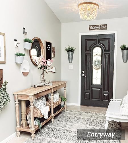 Miniatura 9 de Capslpad Lámpara de techo con cuentas de madera bohemia, estilo antiguo, estilo bohemio, para dormitorio, cuarto de bebé, pasillo, entrada,