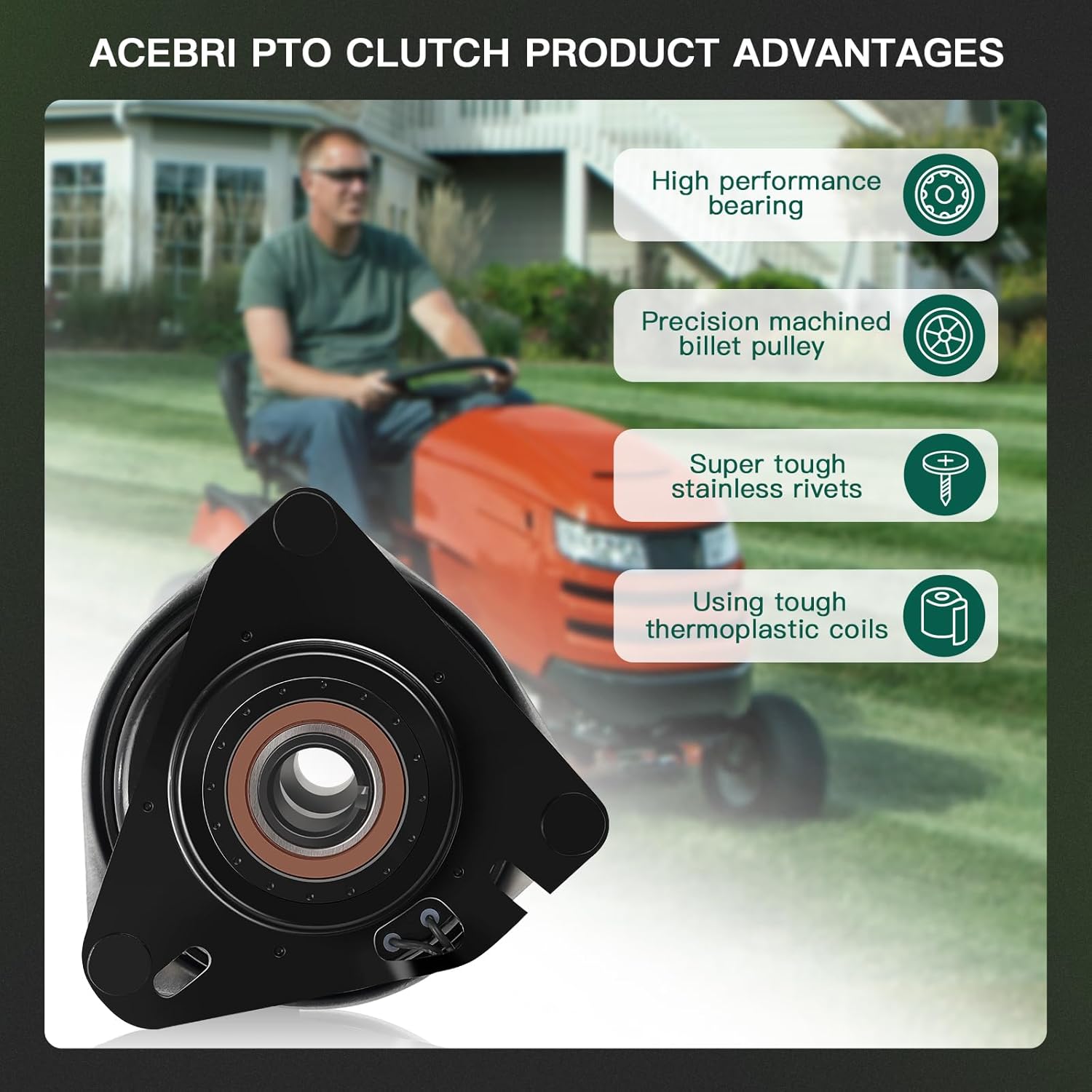 1757359 PTO Clutch Replacement for Ferris for Snapper Pro: 1757359, for Murray for Snapper: 1757359YP, for Ogura: MA-GT-JD11, for Simplicity: 1757359YP Mower Clutch