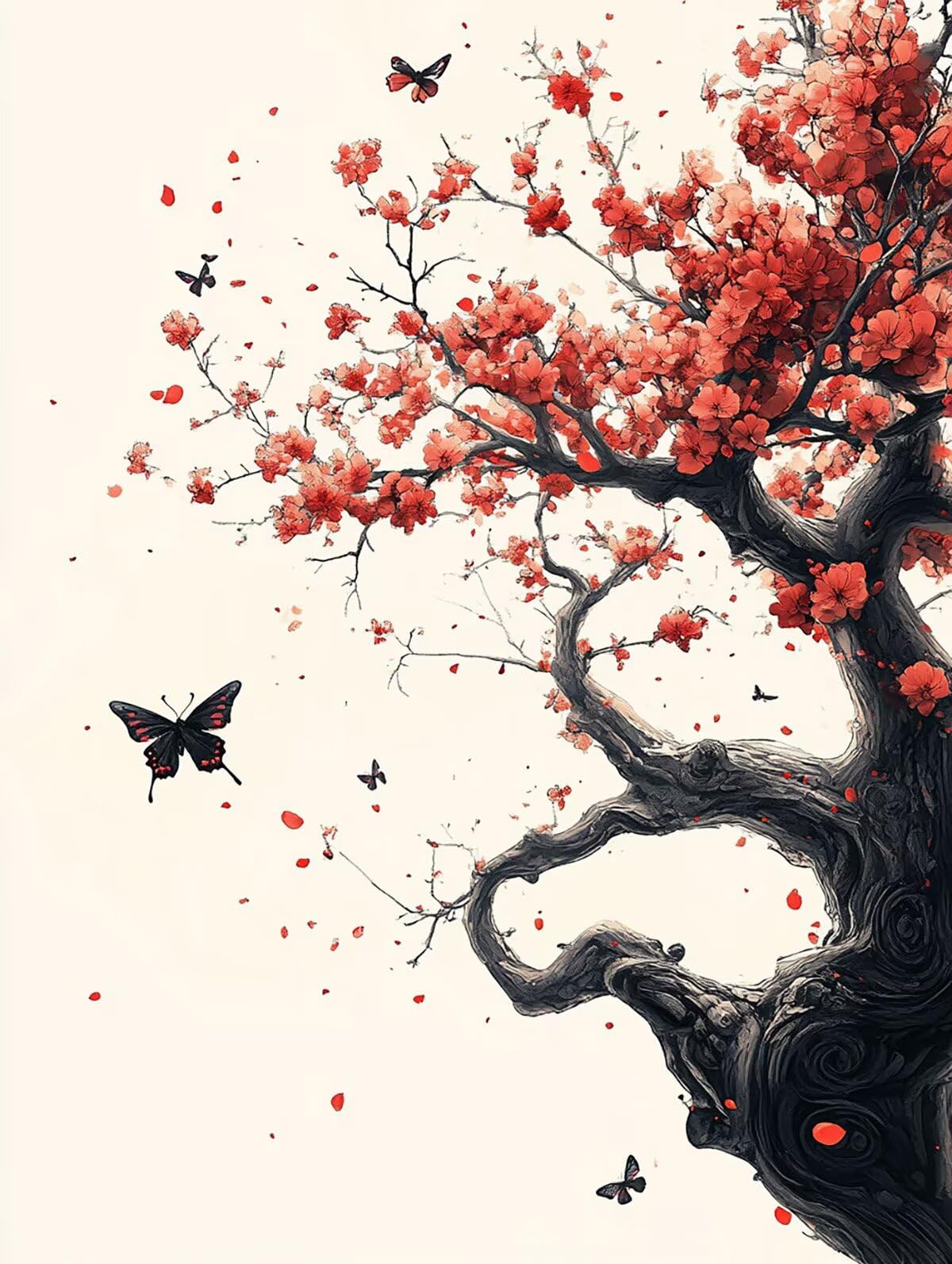 Dipingere con i Numeri Farfalla, Paint by Numbers Adulti Albero, Fai da te Creativi Adulti Quadri da Dipingere Numerati Kit per Decorazione Della Parete di Casa, Regalo 100x135 cm Senza Cornice 2V-6