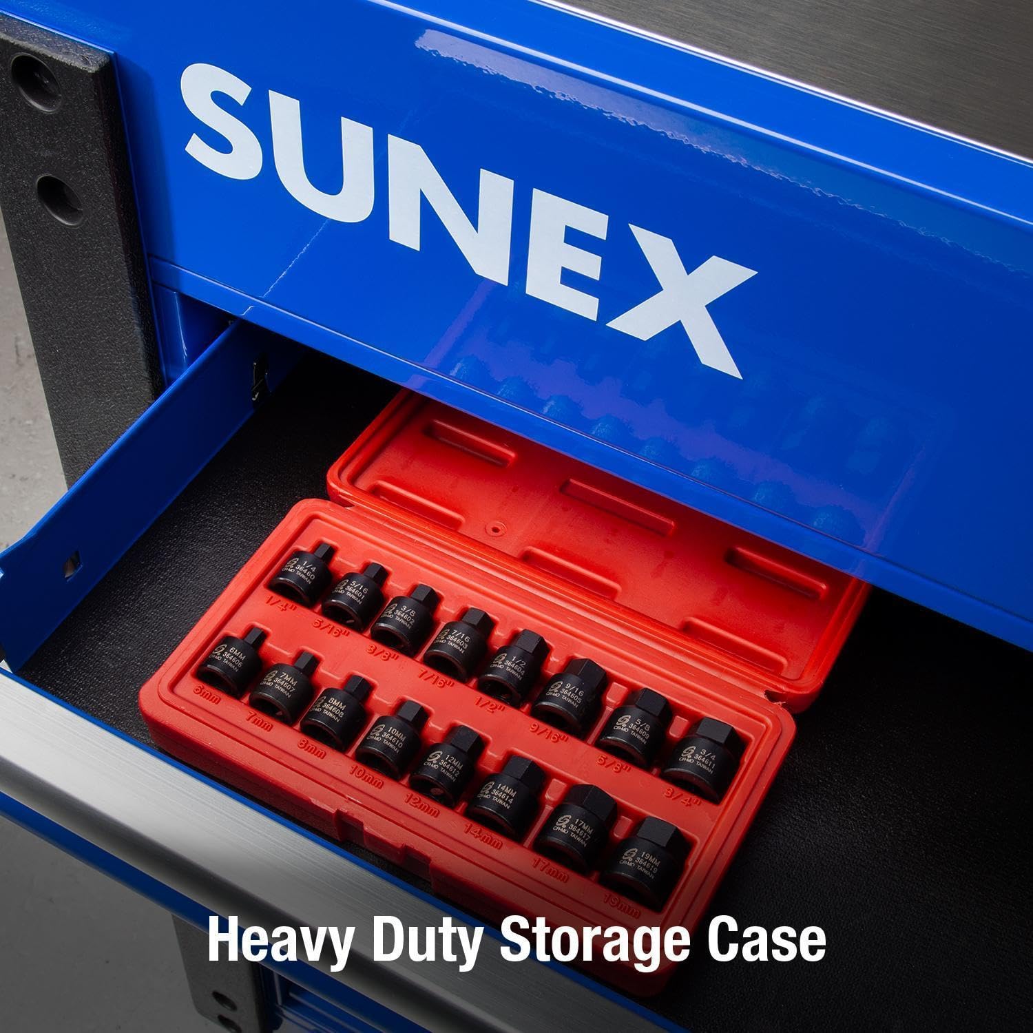 Sunex 3646, 3/8 Inch Drive Low Profile Impact Hex Driver Set, 16 Sunex 3646, 3/8 Inch Drive Low Profile Impact Hex Driver Set, 16
