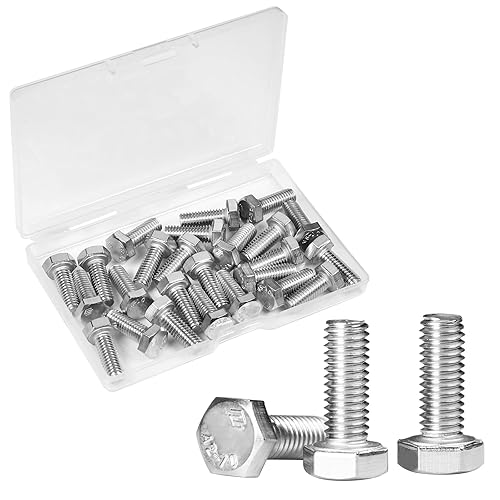 Yinpecly 25 Piezas M6 Tornillos Hexagonales M6-1.0 x 16mm Tornillo de Cabeza Hexagonal 304 Acero Inoxidable M6-1.0mm Tornillos Hexagonales Tornillos