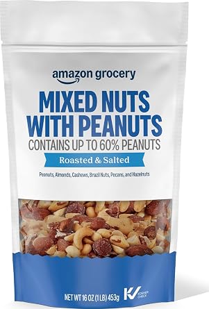 Amazon Grocery, Mixed Nuts with Peanuts, Roasted & Salted, 16 Oz Previously Happy Belly, Packaging May Vary