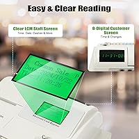 Vista 4 de Gdrasuya10 Caja registradora electrónica LED de 8 Digitaces Sistema POS Caja registradora comercial con cajón de efectivo y teclado plano
