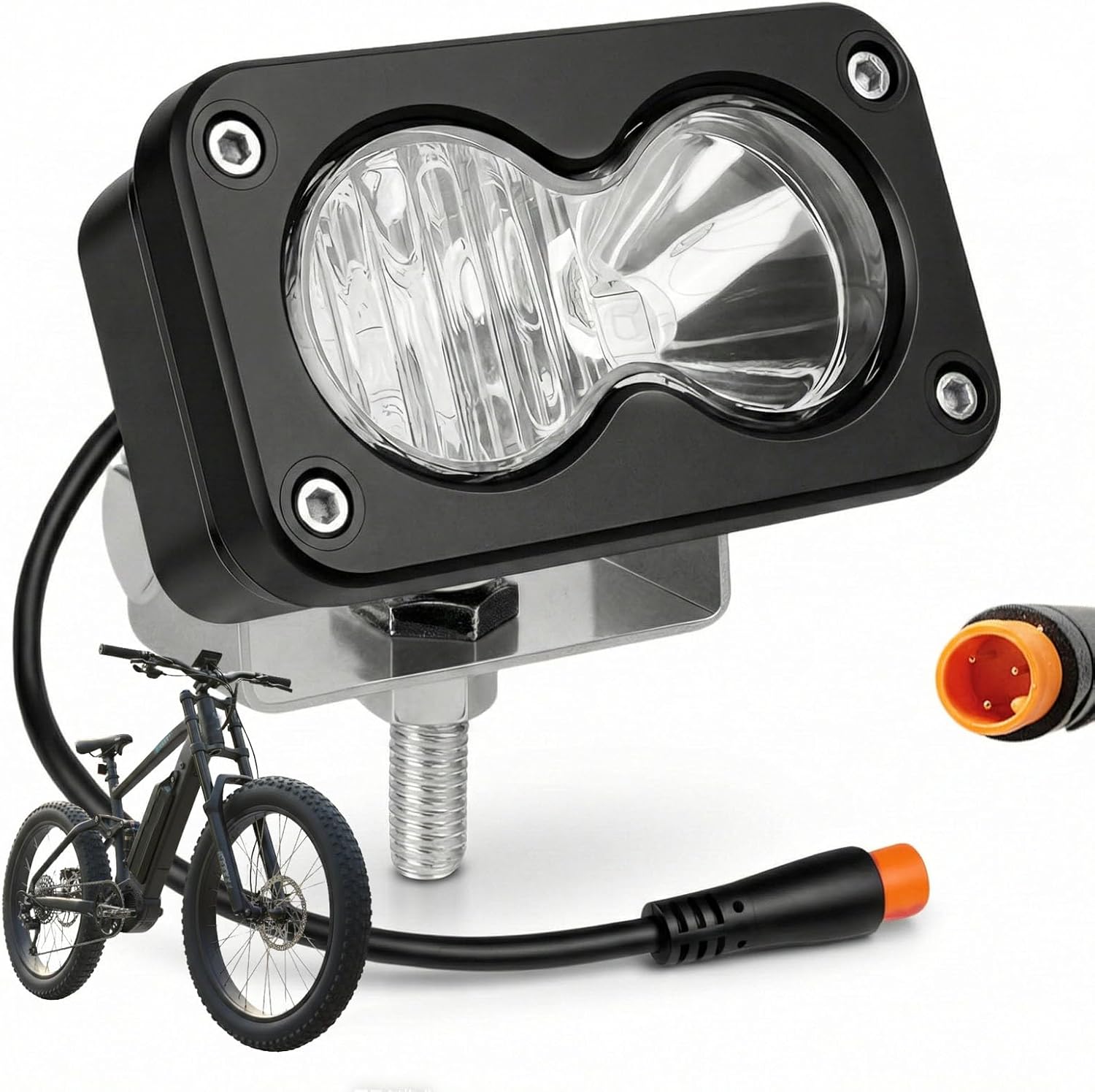 Baja Style Light Ebike Headlight for RidstarQ20 Ultra Bright 20W LED Plug and Play 3-Pin Julet Waterproof Connector 12V-60V Wide Voltage Compatible Head Lamp for RidstarS10, Ariel Rider, Revv1.