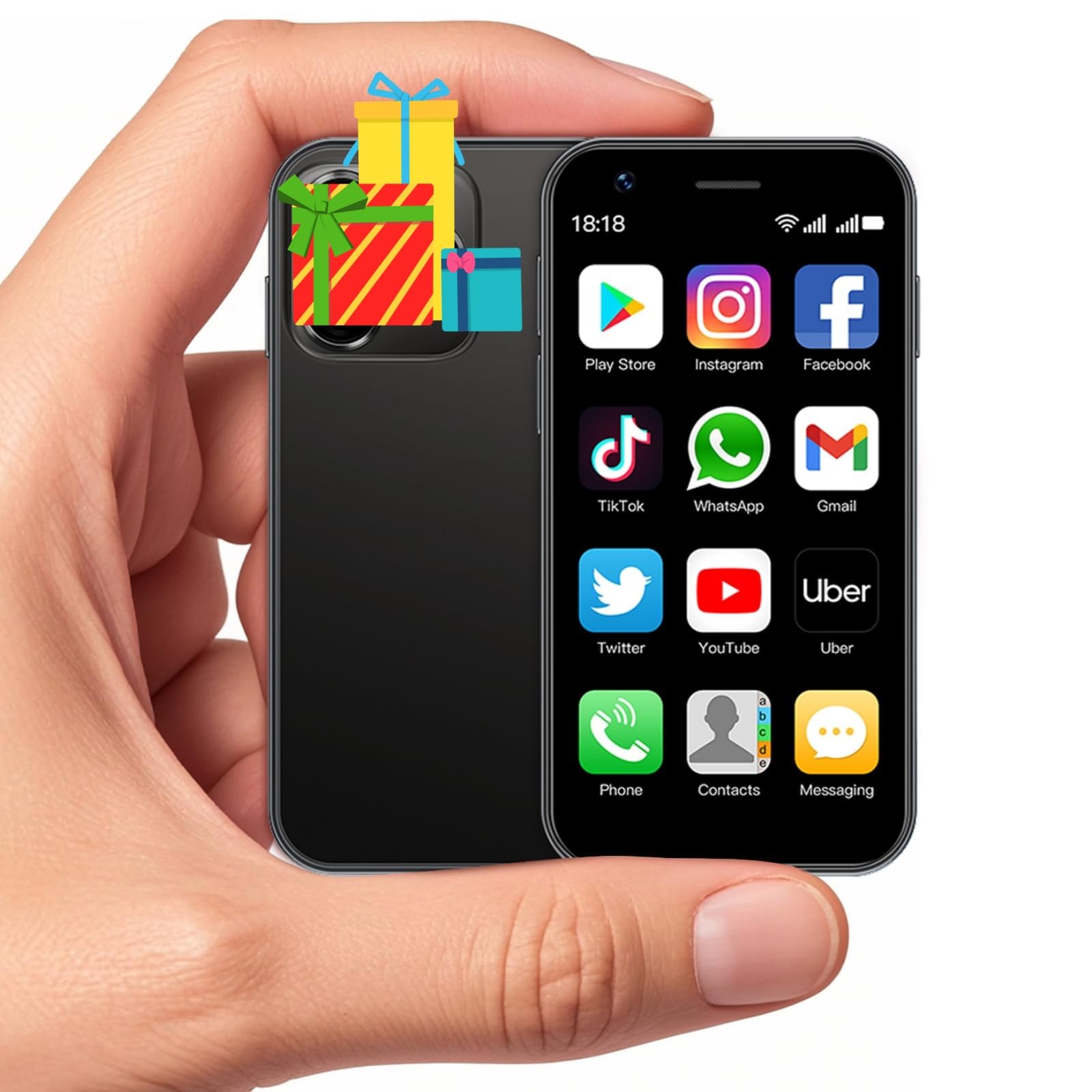 Mini Smartphone XS15,3G 3.0 Inch HD 2GB+16GB Android 8.1 1000mAh Dual Sim Quad Core Mini Phone Child Gift Small Phone Student Pocket Cellphone(Black)