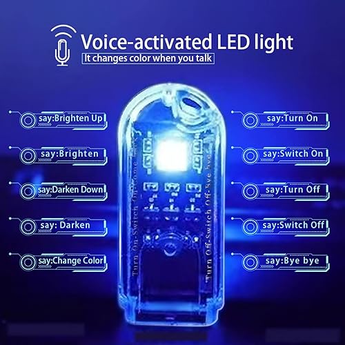 Miniatura 4 de 5 luces LED USB que cambian de color lámpara portátil ultra brillante control de voz inglés iluminación regulable sin parpadeo para automóvil