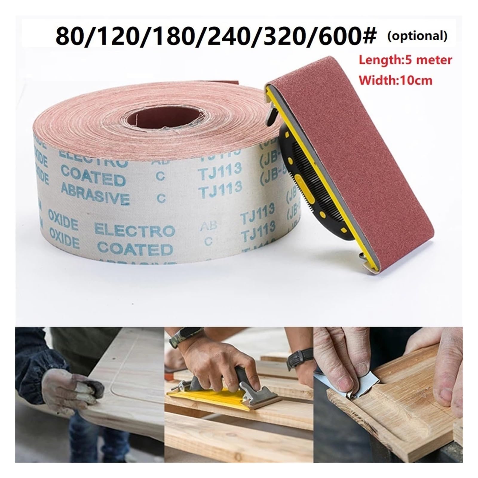1 rotolo di carta vetrata smerigliata in tessuto abrasivo da 5 m