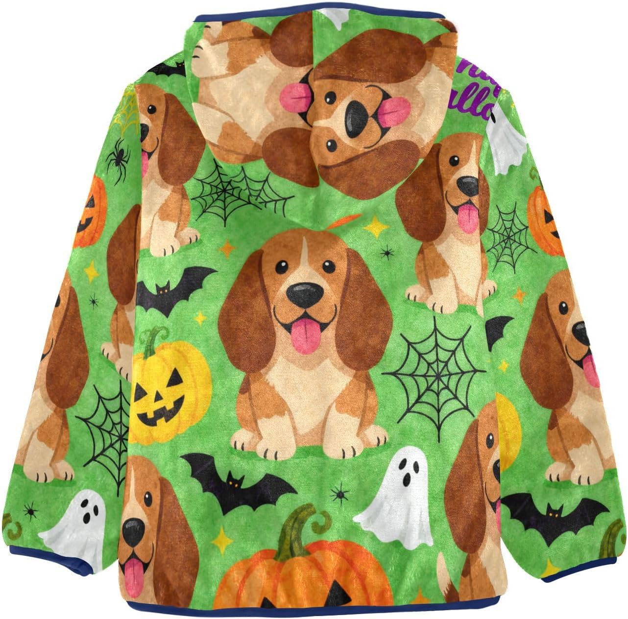 Halloween Green Cute Dog Fleece Jacket Toddler Boy Children's Coat Navy Blue Baby Boy Girl Clothes