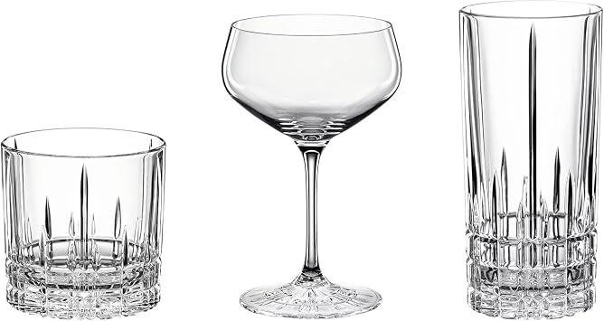 Spiegelau Perfect Serve Master Class Glass Set, Set of 3 Cocktail Glasses, European-Made Lead-Free Crystal, Dishwasher Safe, Professional Quality Variety Cocktail Glass Gift Set