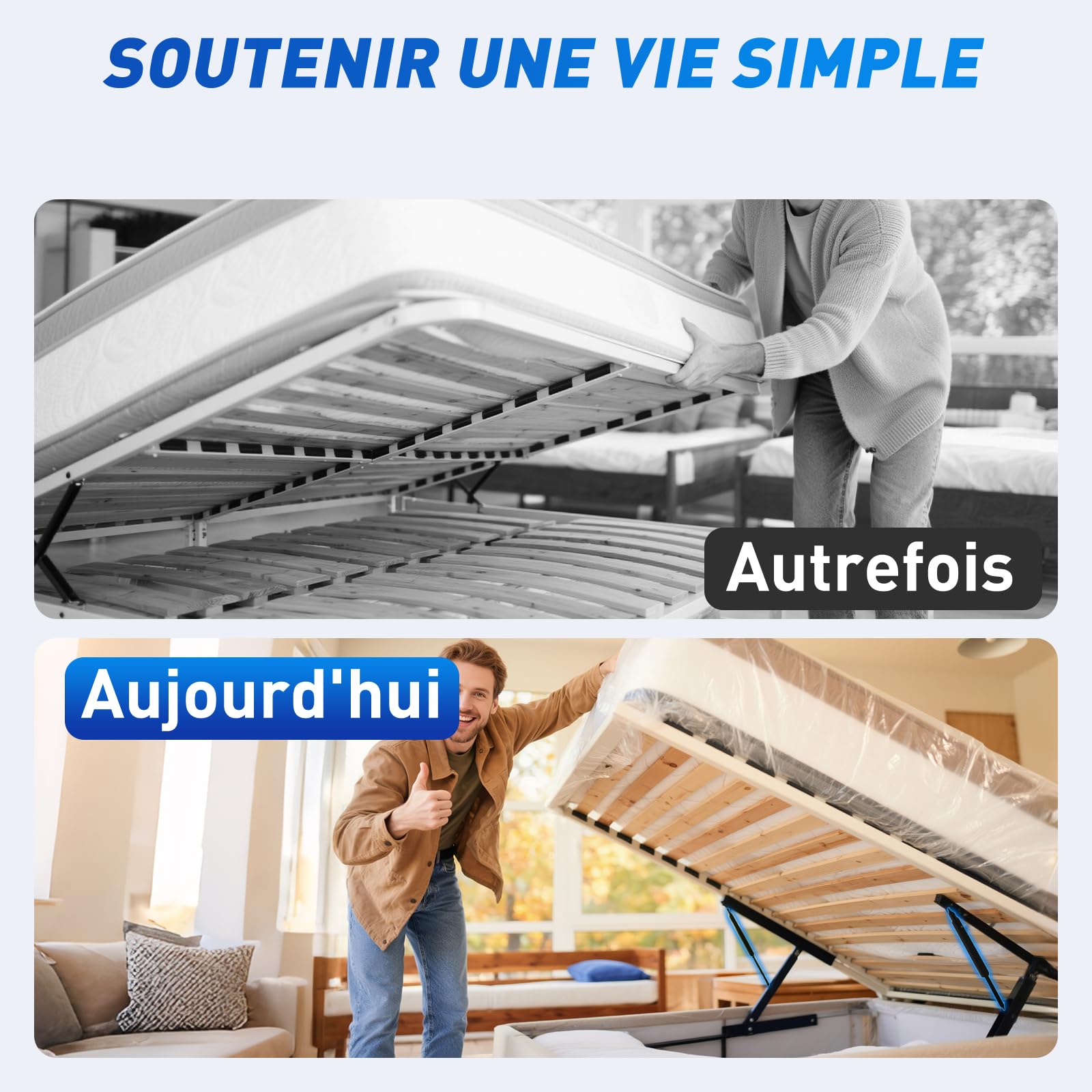 ARANA Lot de 2 vérins à gaz de type L, 600 mm, 1 250 N/127,5 kg, supports hydrauliques pour lit et fenêtre de camping-car, camion, bateau, coffre lourd, couvercle