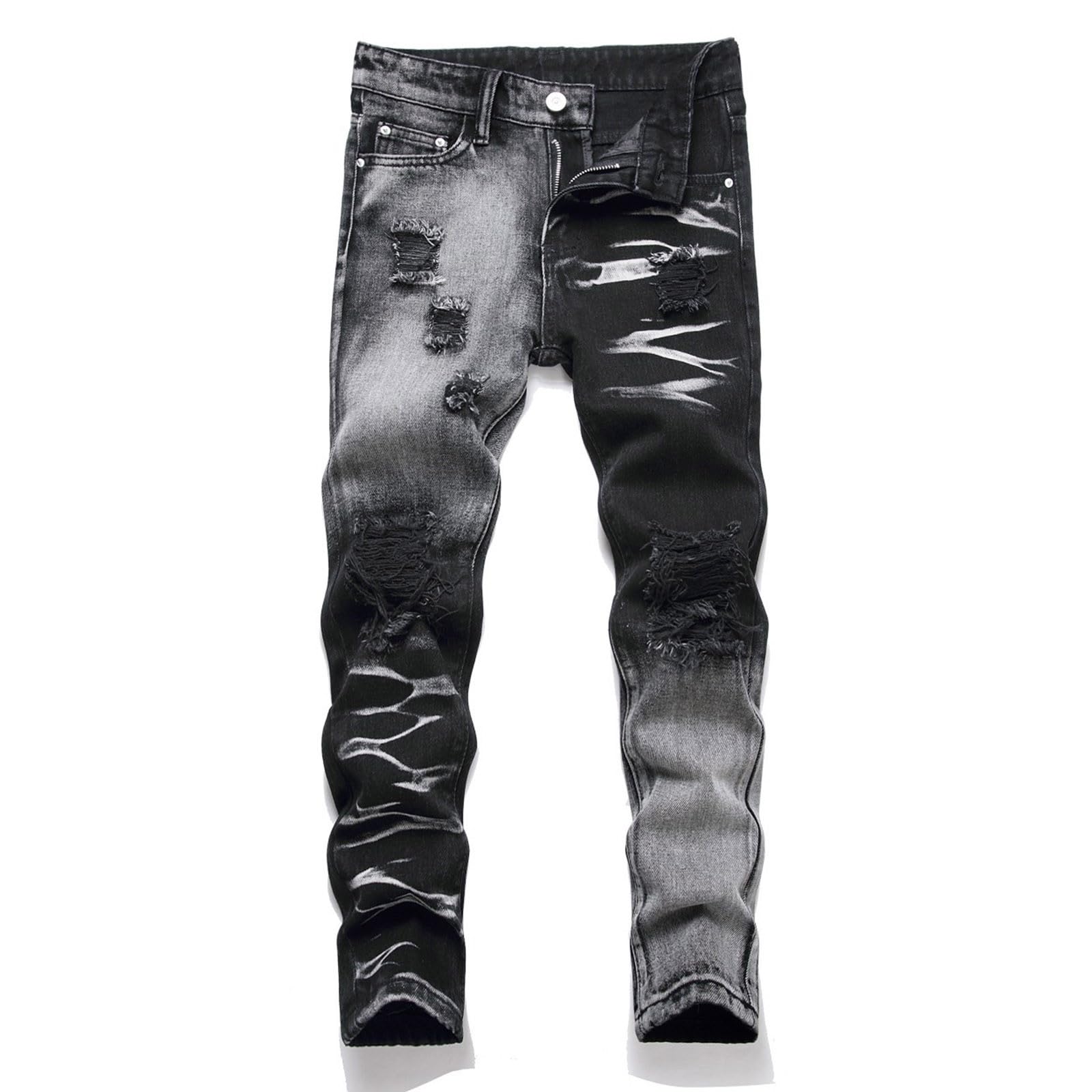 Genérico Vaqueros Niño 3-16 Años Regular Fit Rotos Pantalon Vaquero Adolescentes Chico con Goma Cintura Moda Y2K Streetwear Jeans Pantalones Vaqueros Cargo Denim Stretch Primavera 2026