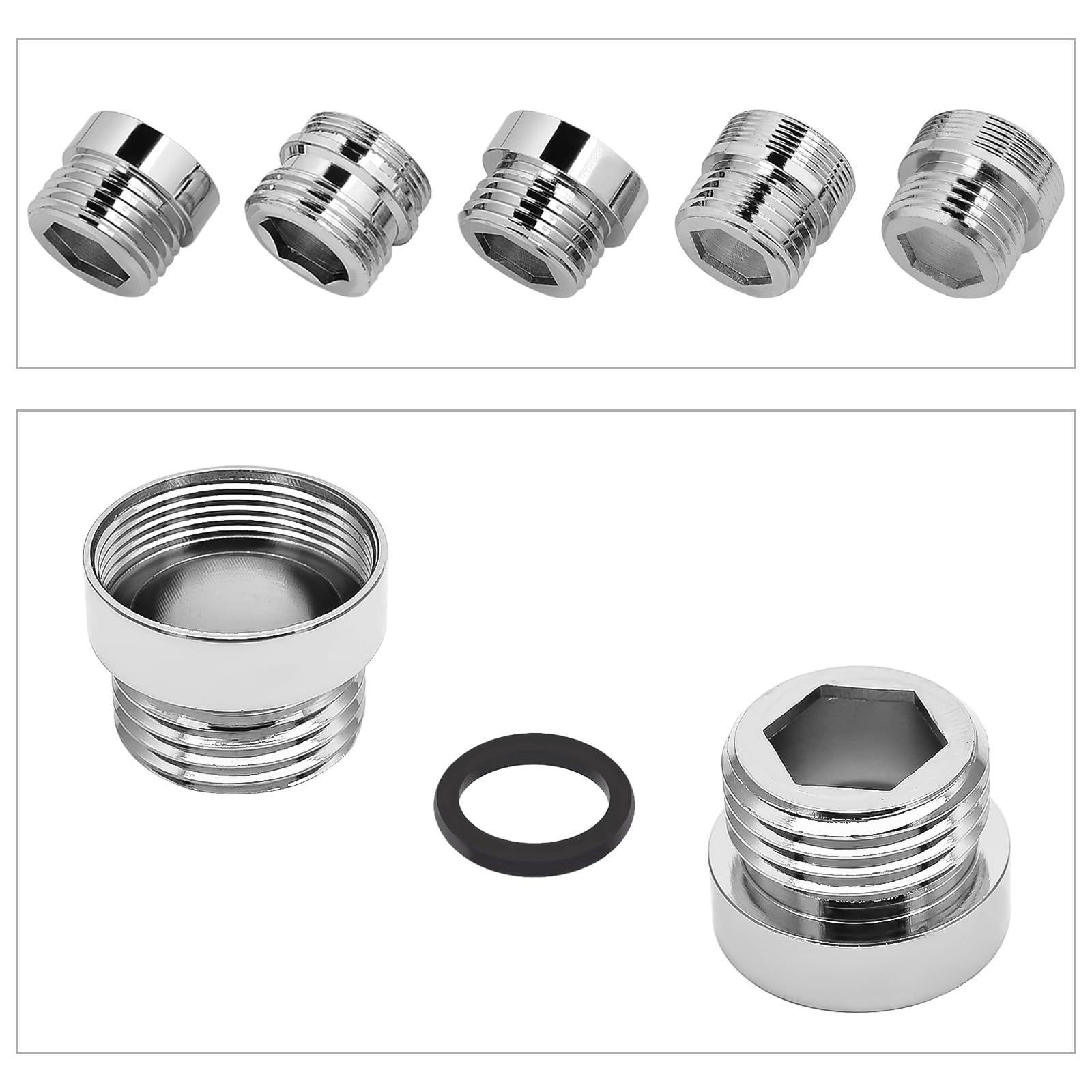 Adaptador de grifo, conector aireador, rosca de 1/2" de metal sólido, conector de grifo de cocina para purificador de agua, 2 unidades, plateado