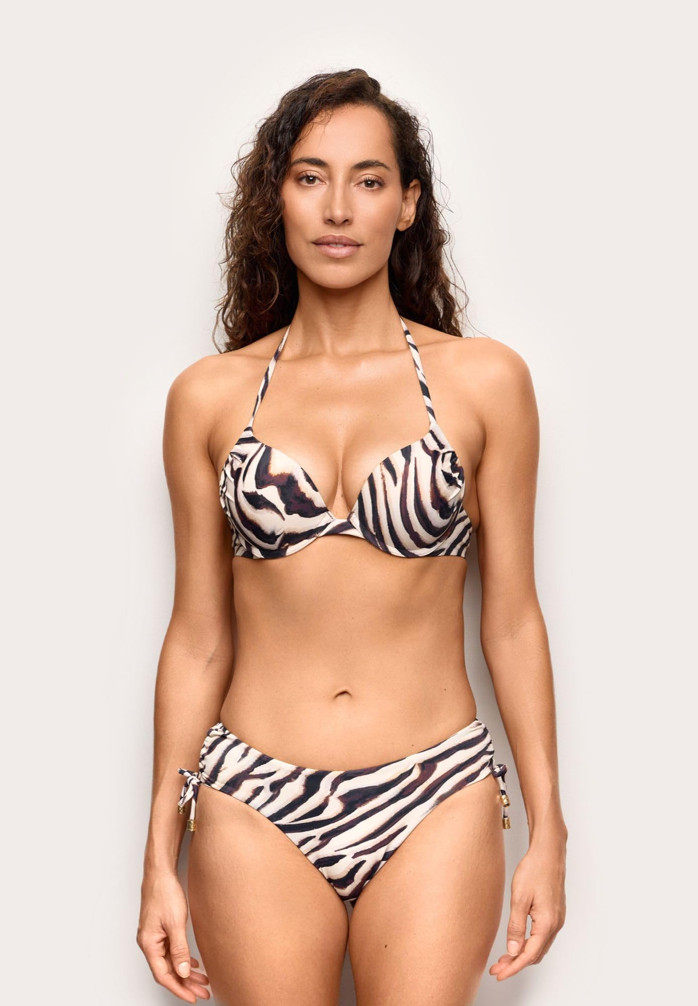 YAMAMAY - Bikini Parte Alta, Super Push-up con Ferretto, Donna, Zelia, Marrone, Stampa zebrata