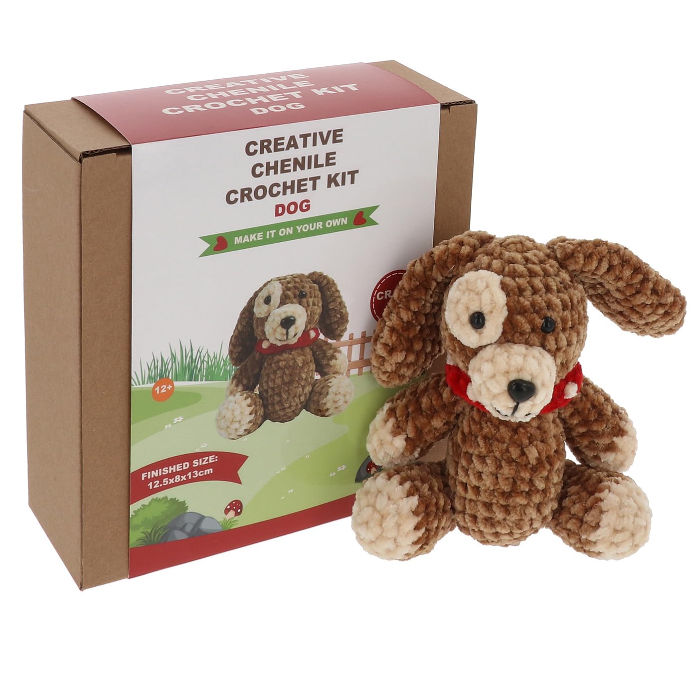 Shudehill Giftware Multicolour Chenille Creative Crochet Kits Bear, Bunny, Horse, Duck, Dog, Fairy & More - Perfect For Learning Or Experienced Crocheters (Patch Dog)