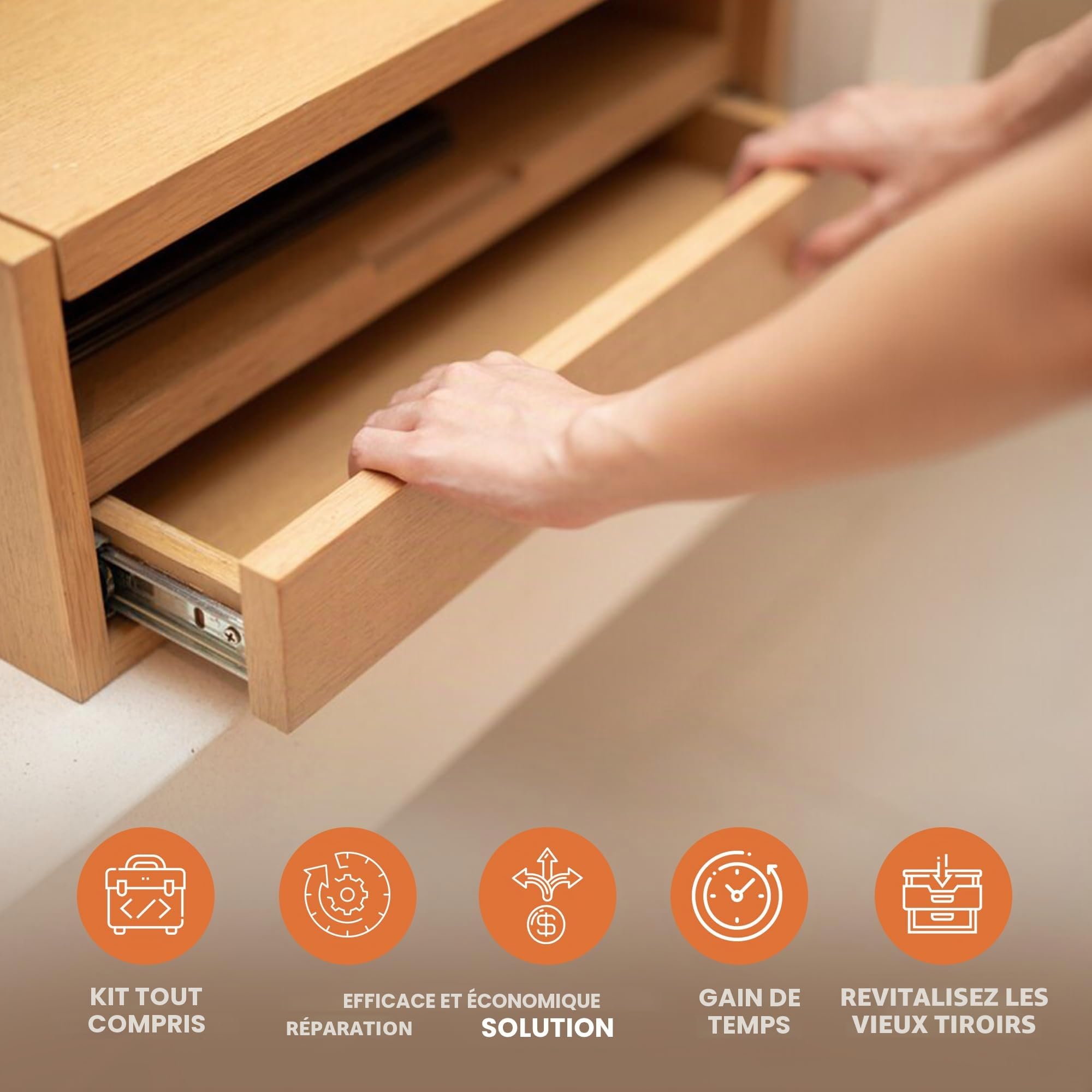 Lot de 4 kits de réparation de tiroirs – Réparez un fond de tiroir usé ou cassé en quelques minutes – Kit de réparation rapide pour commode ou meuble de chambre à coucher –Redonnez-leur une nouvelle vie tout en faisant des économies