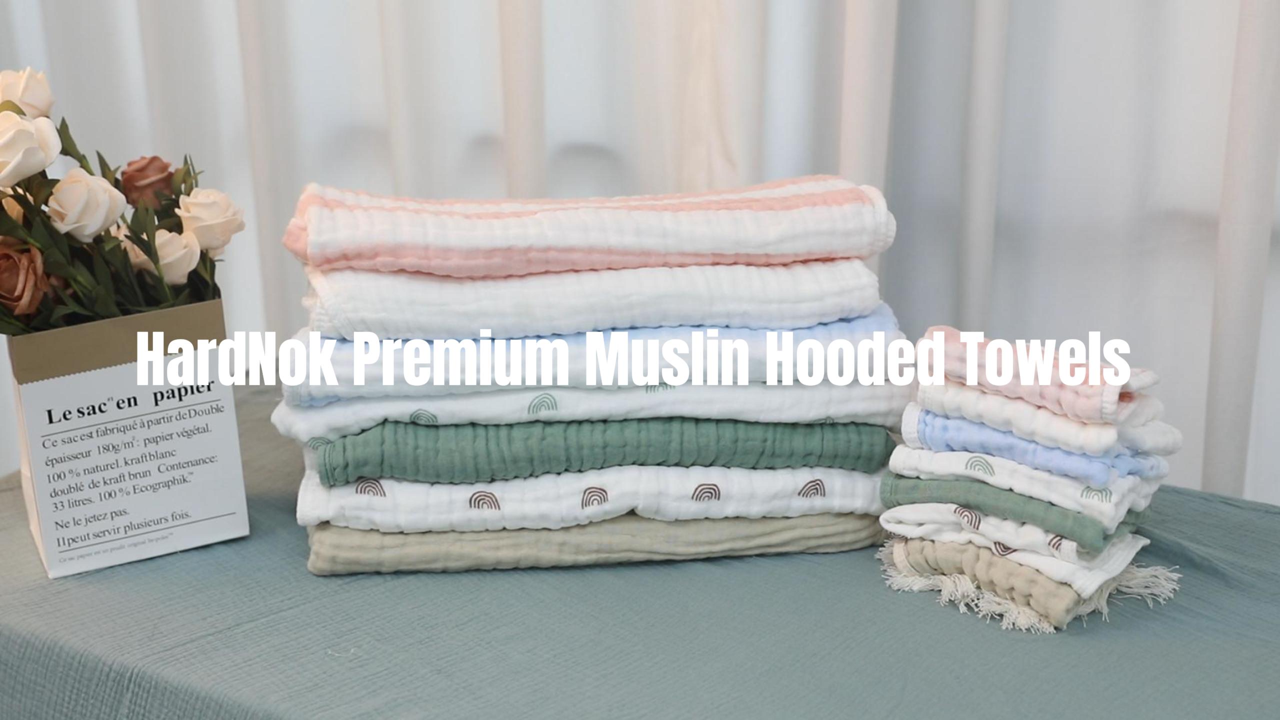 Muslin Hooded Baby Towel - 9 Layer 32x32 Inch Cotton Bath Towel For Newborns & Toddlers