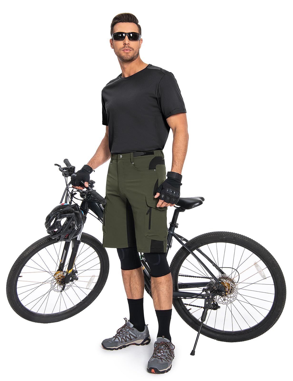 Cycorld Pantaloncini MTB Uomo, Pantaloncini da Ciclismo Asciugatura Rapida Mountain Bike Baggy, Bici Traspiranti con Chiusure Regolabili