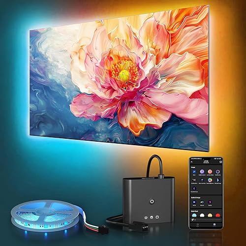 PWAYTEK Retroiluminación LED para TV con caja de sincronización HDMI 4K30Hz, luces LED para pantallas de 55 a 85 pulgadas, tira de luces LED RGB de