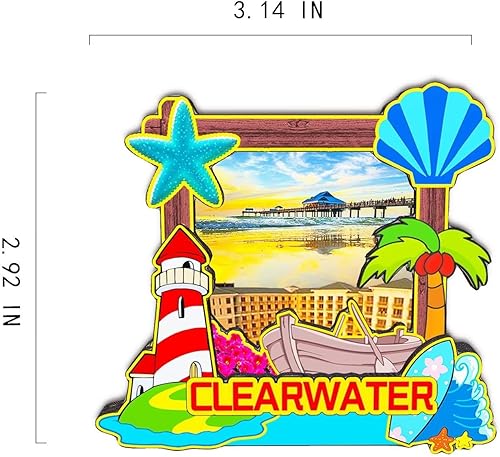 Miniatura 3 de Clearwater - Imán de nevera de Florida USA 3D clásico de madera para refrigerador, hito hecho a mano, recuerdo de viaje, colección de regalo,