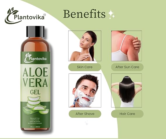 Aloe Vera Gel - Natural, Hydrating & Moisturizing for Face, Skin, Hair & After Sun Care - 8 Fl Oz