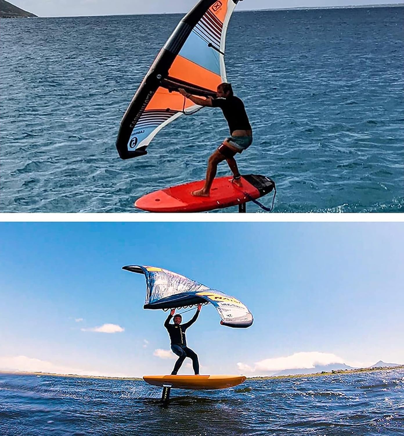 Handheld Windsurf Board Wing Kite, Kitesurfing Inflatable Wing foil with Window inflator and Two air Bags for Outdoor Surfing Water Sports