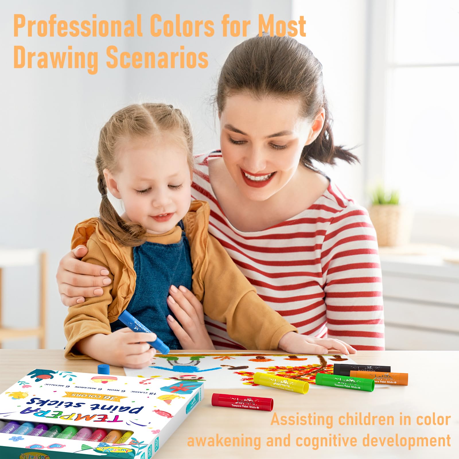 JUPITEARTH Paint Sticks - 36 Colors for Kids -6