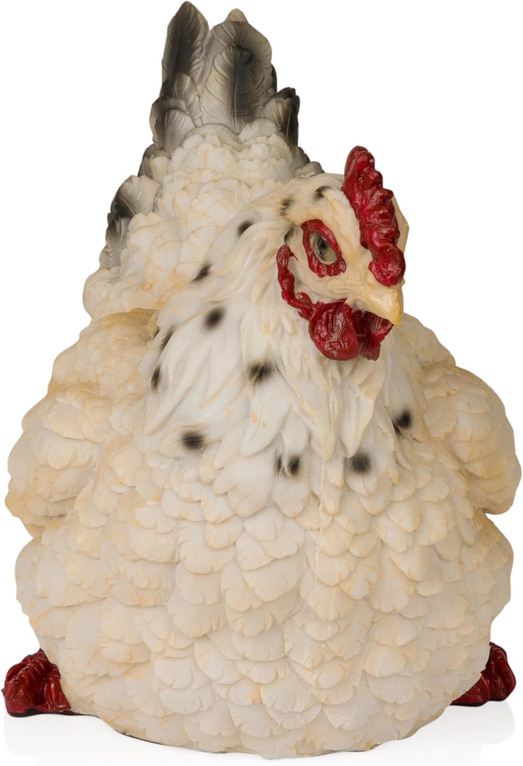 Alpine Corporation WFM100HH-WT 8" Life-Like Resting Hen Garden Statue – Indoor Outdoor Rustic White Hen Sculpture, Durable Weather-Resistant Polyresin for Yard, Patio, Porch, Pathway, or Home Décor