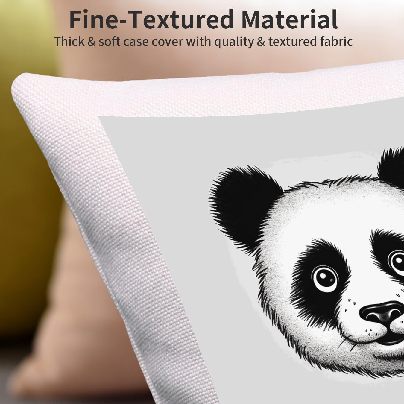 Decorative Anime Panda Face Throw Pillow Covers Soft Square Cushion Case with Zipper Farmhouse Cotton and Linen Pillowcase Luxury Cozy Lumbar Pillow Shells for Sofa Bed Car image 2